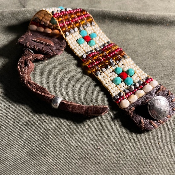 Rhapsody in beads Jewelry - Beaded boho leather cuff bracelet